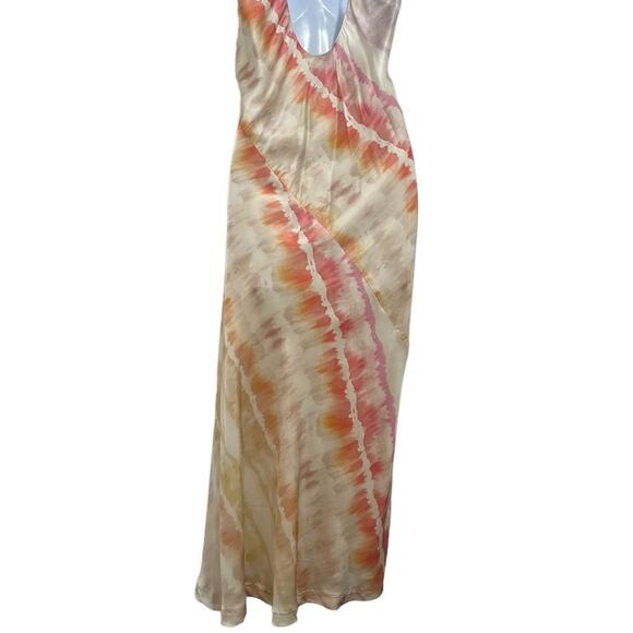 Allsaints Melody Marea Midi Slip Dress Silk Rainbow Pink V Neck Lined Size 6 Y2K - Picture 5 of 16